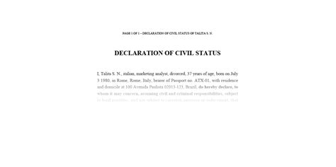 Declaração De Estado Civil Casamento Civil