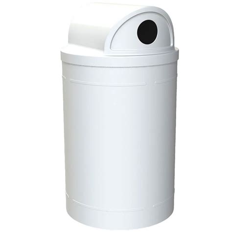 55 Gallon White Recycling Receptacle 2 Way Dual 5 Opening Lid