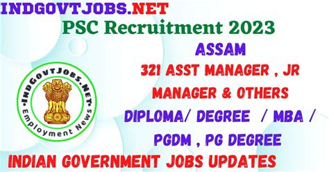 Assam Psc Recruitment Asst Manager Jr Manager Others