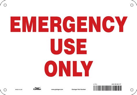Condor Safety Sign Fire And Emergency Emergency Use Only Sign Header