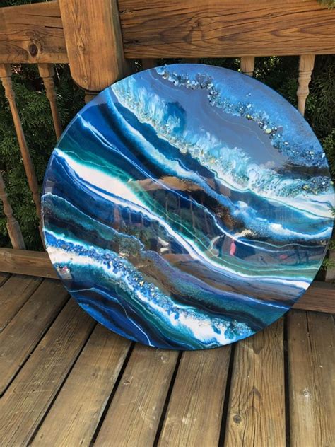 Resin Art Blue Wall Art Resin Geode Ocean Painting Etsy Canada
