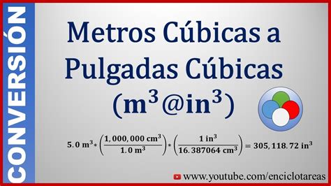 Convertir De Metros Cúbicos A Pulgadas Cúbicas M³ A In³ Youtube