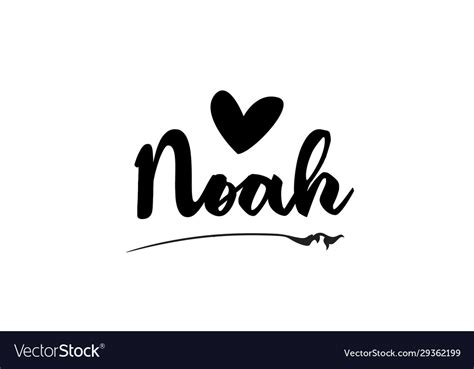 Noah Name Text Word With Love Heart Hand Written Vector Image