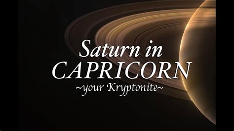 Saturn In Capricorn Youtube