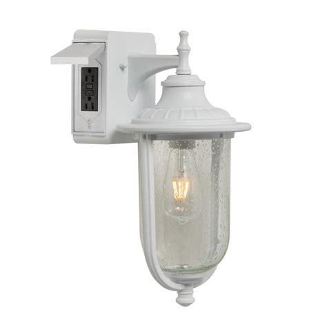0 users rated this 3 out of 5 stars 0. Addington Park Victoria 1-Light Nautical Outdoor Wall Sconce with 2 Built-In GFCI Outlets, White ...