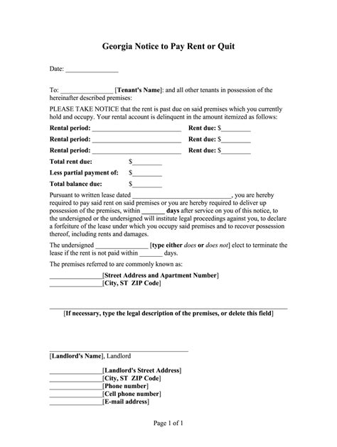 A fixed rent paid in money, instead of services rendered under a feudal system: Eviction notice georgia - Fill Out and Sign Printable PDF ...