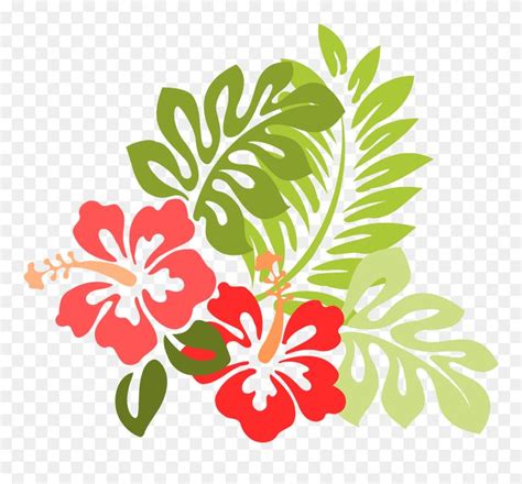 Red Flowers And Green Leaves On A White Background Png Flower Clipart