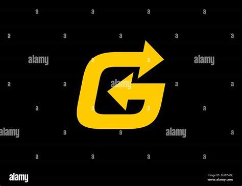 Yellow Color Of G Initial Letter With Arrow Design Stock Vector Image