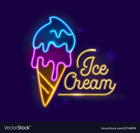 Ice Cream Neon Light Retro Banner Design Vector Image