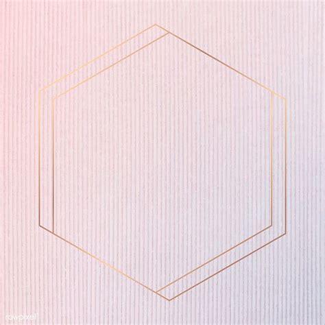 Hexagon Gold Frame On Pink Corduroy Textured Background Vector