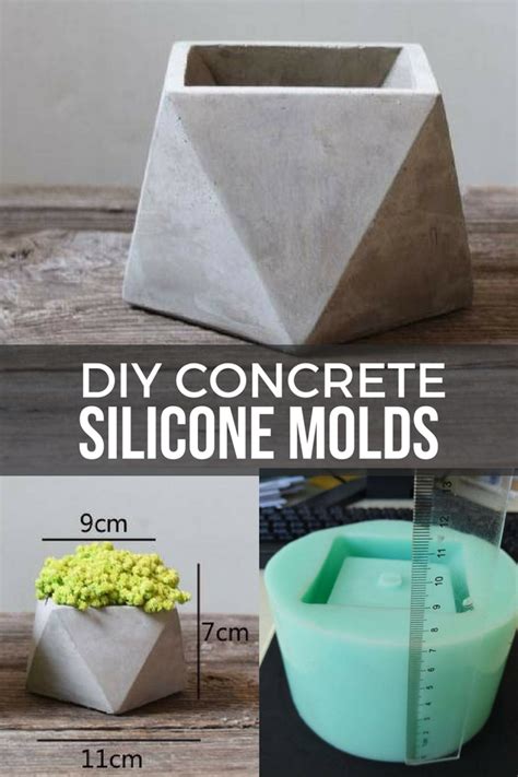 Diy concrete planter box ideas. I love this geometric concrete planter. With the silicone ...