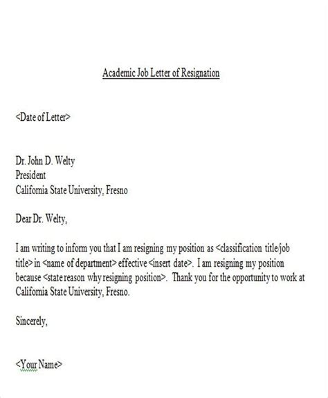 Resignation Letter Template Academic 4 Things Nobody Told You About