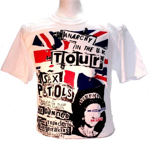 Sex Pistols Anarchy In The Uk White Square Punk Rock Goth Band T Shirt