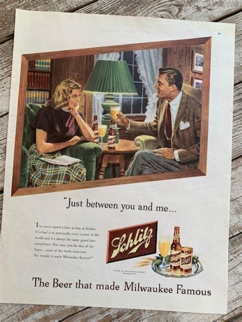 Original Magazine Ad Schlitz Beer Ad 1940s Frameable Wall Etsy