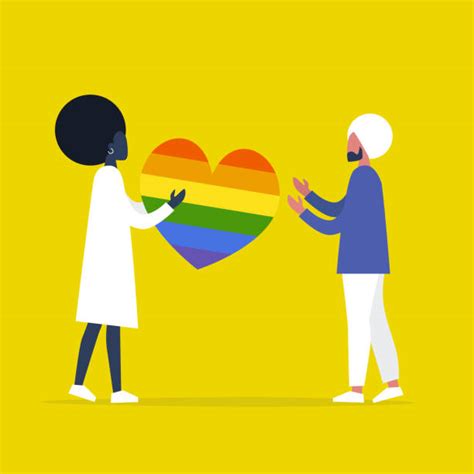 Silhouette Of Interracial Lesbian Illustrations Royalty Free Vector