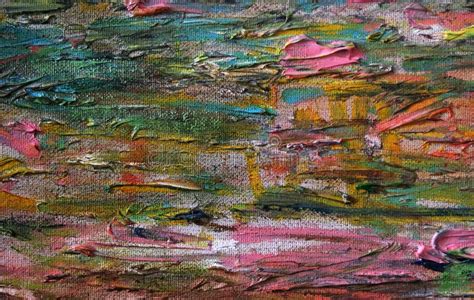 Multicolored Abstract Background Oil Paint Brush Strokes On Canvas