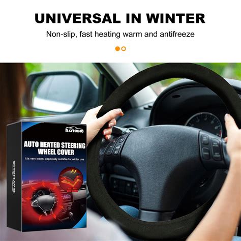 12v Heated Steering Wheel Cover Tangle Free Design Car Heating Hand