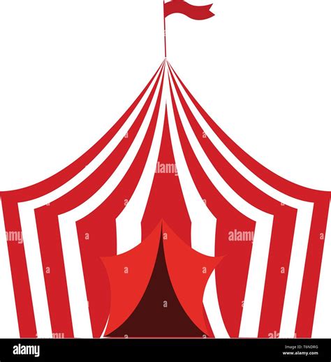 An Elegant Red Colored Circus Tent With A Flag Hoisted At Its Top Where