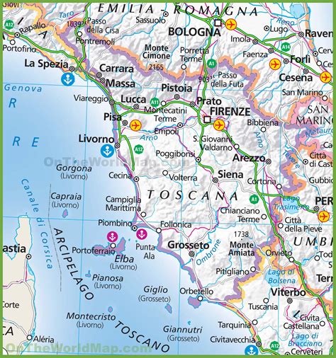 Brousit Narabar Cesta Map Of Tuscany Region Oba Ve Sm Ru Hodinov Ch