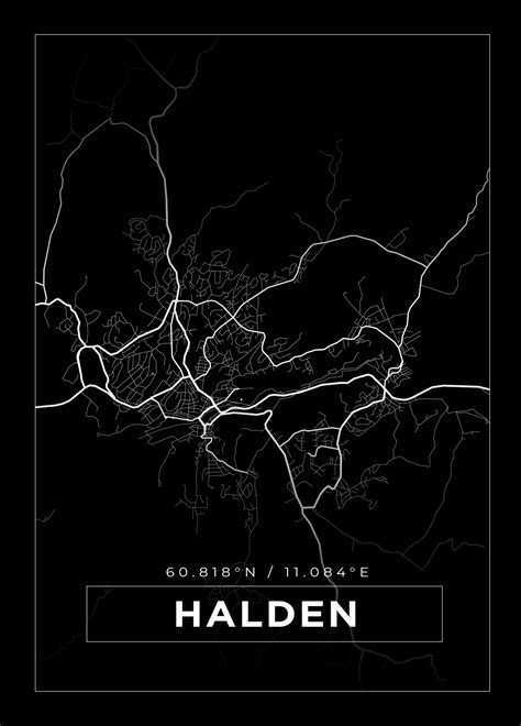 Buy Map Halden Black Poster Here Bgastore Uk