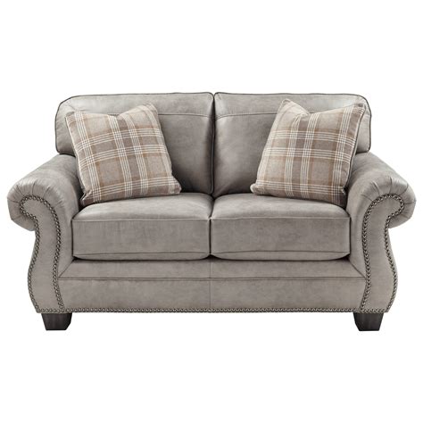 Signature Design By Ashley Olsberg Transitional Loveseat With Nailhead