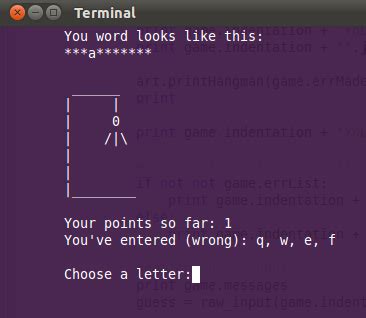 This is where we will make the game physically play so to speak. python - How to "style" a text based hangman game - Stack ...