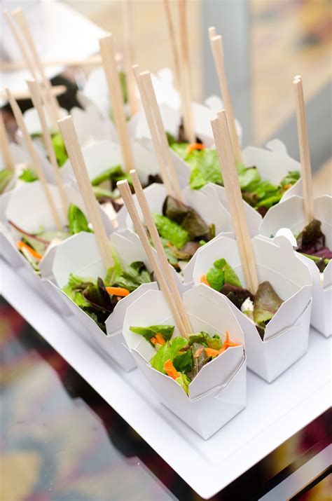 Explain why attractive food presentation is important 2. Salads in Mini Take-out Boxes | Wedding food, Wedding ...