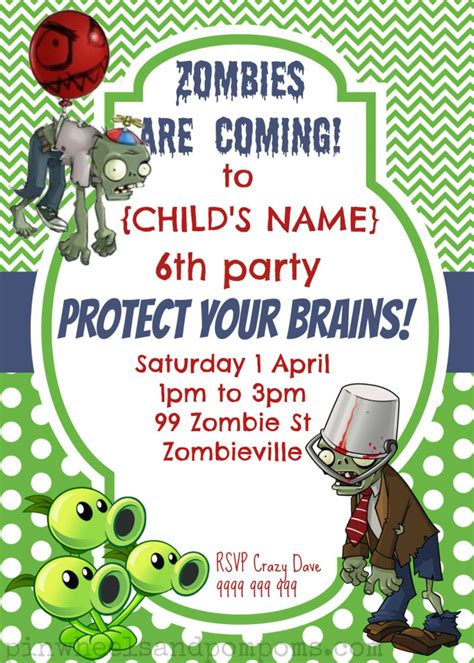 Party Invitation Plants Vs Zombies