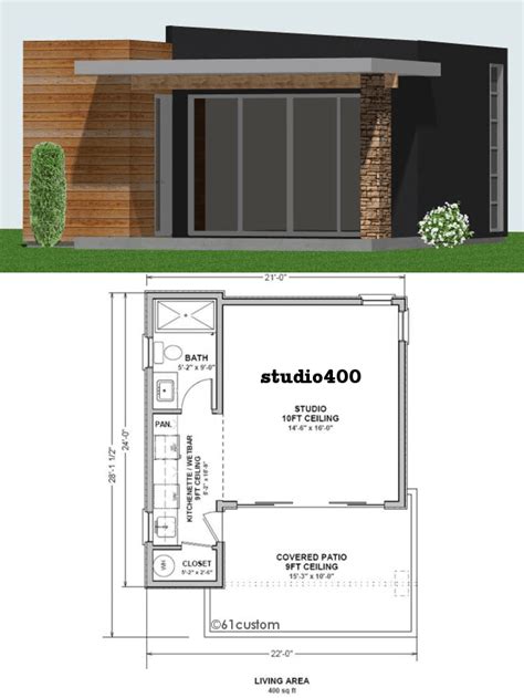 Studio400 Tiny Guest House Plan 61custom Contemporary And Modern