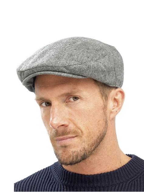 Traditional Country Flat Cap Herringbone Tweed Check Hat Quilted Lining