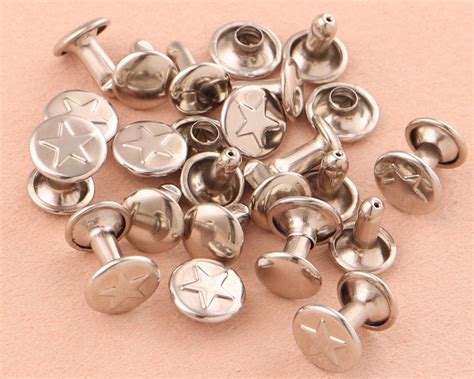 9mm Silver Double Cap Star Rivetsmetal Button Round Rapid Etsy