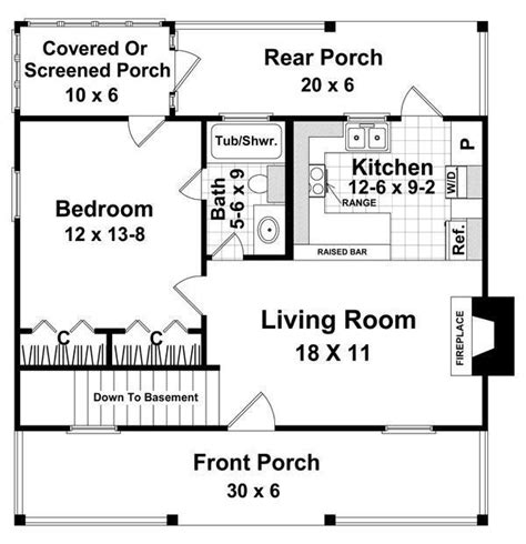 600 Sq Ft House Plan Small House Floor Plan 1 Bed 1 Bath 141 1140