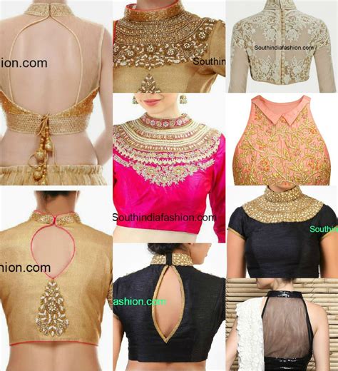 High Neck Saree Blouse Designs Front And Back Quality Womens Plus