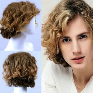 Handsome Men Curly Wig Man Layered Cosplay Side Hair Wavy Male Blonde Brown Wigs EBay