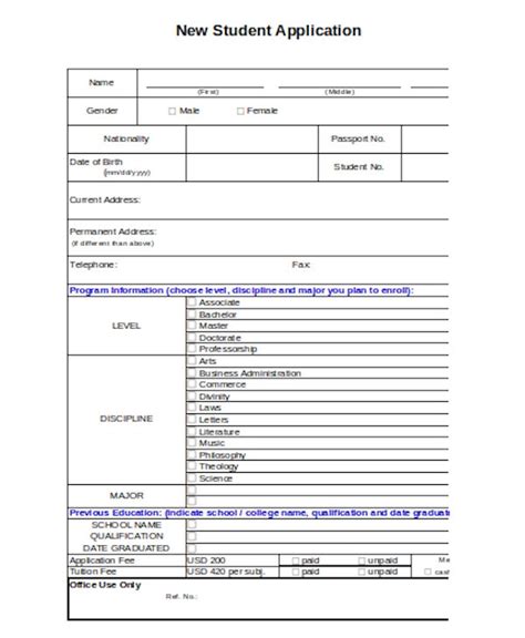 Free 16 Sample Student Application Forms In Pdf Ms Word Excel