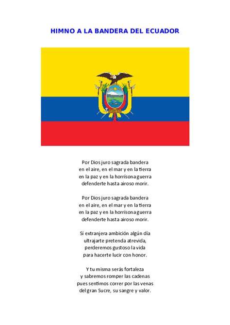 Doc Himno A La Bandera Del Ecuador Marthita Rojas