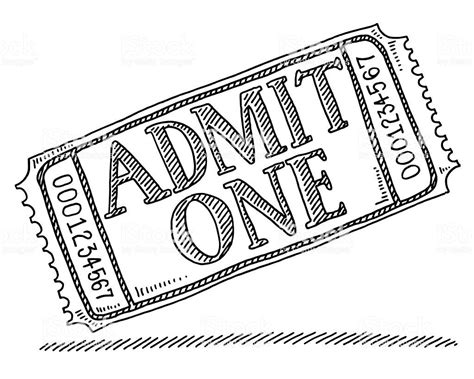 Hand Drawn Vector Drawing Of An Admit One Admission Ticket Ticket