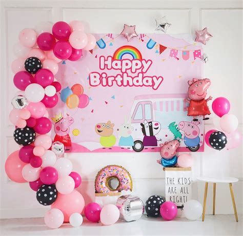 Peppa Pink Pig Birthday Party Decorations With Backdrop Pig Peppa Foil