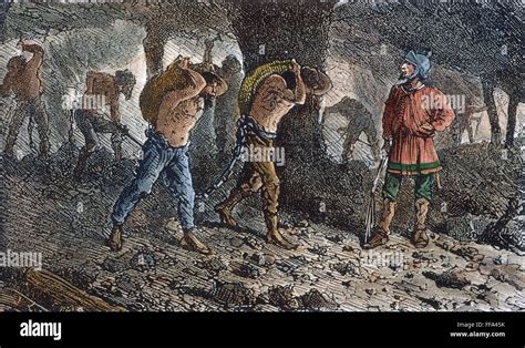 RÖmische Sklaverei Zeche Nslaves Bei Der Arbeit In Einer Römischen Kohlengrube Holzstich 19