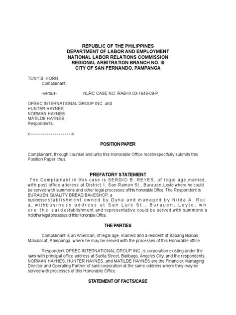 A position paper can be arranged in the following format: Labor Position Paper Sample- Real | Overtime | Workweek And Weekend