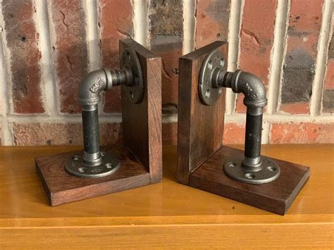 Industrial Pipe Bookends Rustic Bookends Etsy