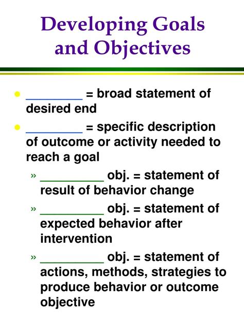 Ppt Developing Goals And Objectives Powerpoint Presentation Free
