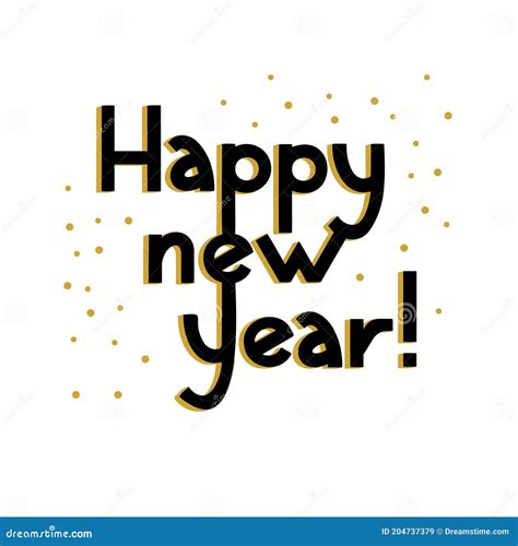Happy New Year Postcard With Lettering Vector Isolated Illustration