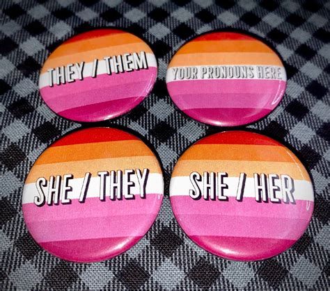 lesbian pride flag and pronoun 1 25 button she they etsy canada lesbian pride flag
