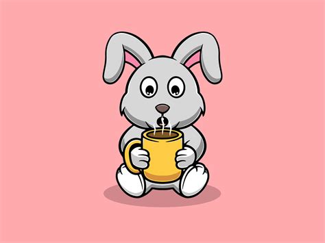Cute Rabbit Drinking Hot Coffee Illustration By Cubbone On Dribbble