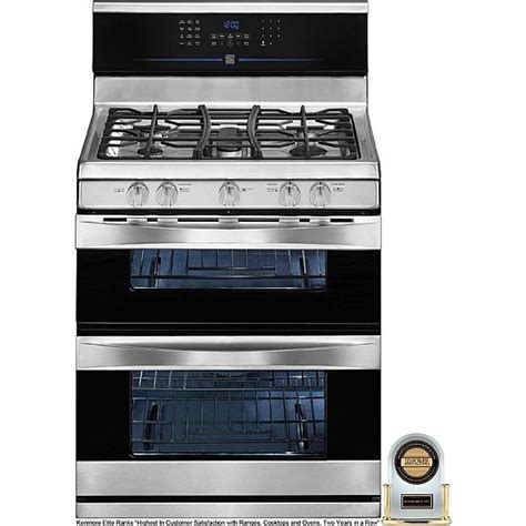 Kenmore Elite 58 Cu Ft Double Oven Gas Range Stainless Steel