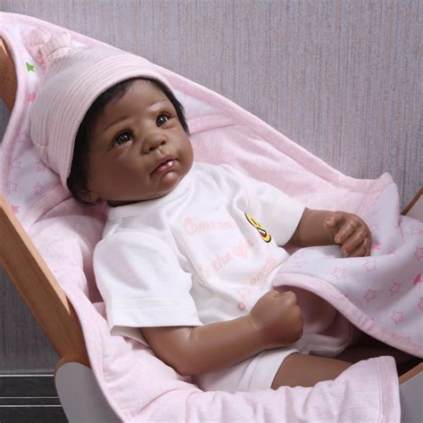 Npk 55cm Reborn Baby Doll African American Boneca Black Bebe Doll
