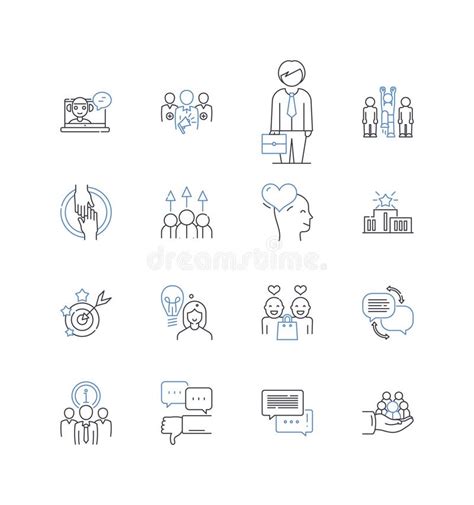 Executive Coaching Line Icons Collection Leadership Development