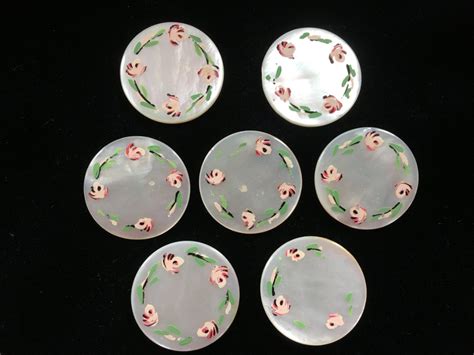 Antique Mother Of Pearl Hand Painted Buttons Etsy In 2021 Mother Of