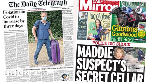 Newspaper Headlines New Isolation Rule And Maddie Cops Find Cellar